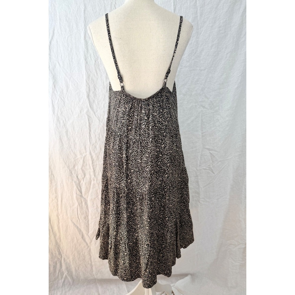 Old Navy Cami Dress Womens Black White Tiered Micro Print Tall Medium - Picture 3 of 6
